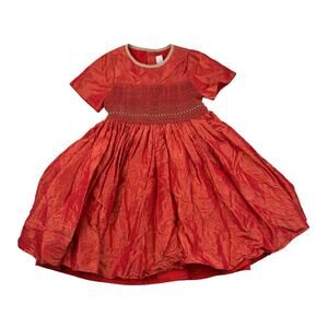 Antoinette Paris Silk Red Smocked Dress